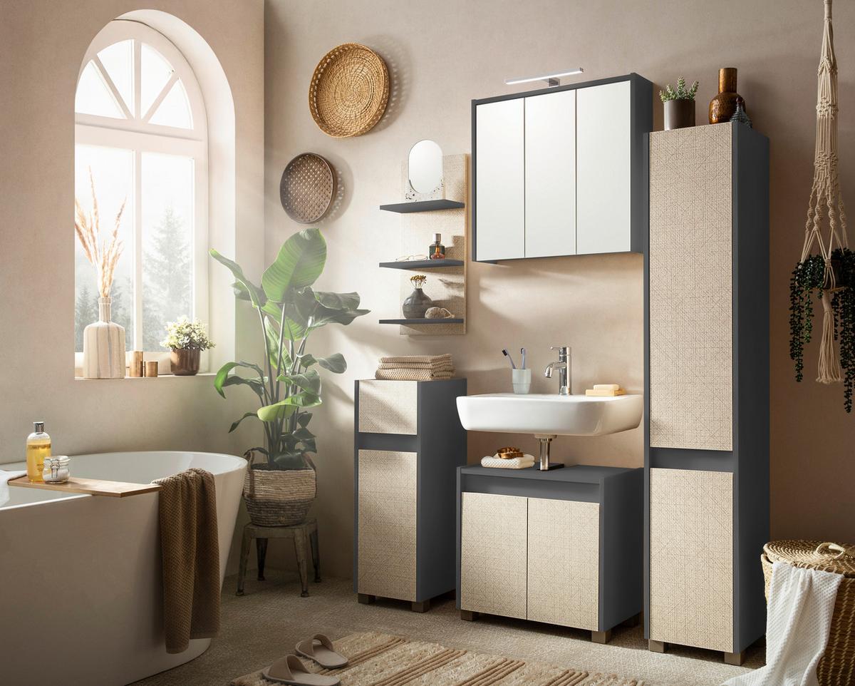 Hochschrank Sander Beige/Anthrazit B: 30,2cm - Beige/Anthrazit, MODERN, Holzwerkstoff (30,2/164,5/33cm) - MID.YOU