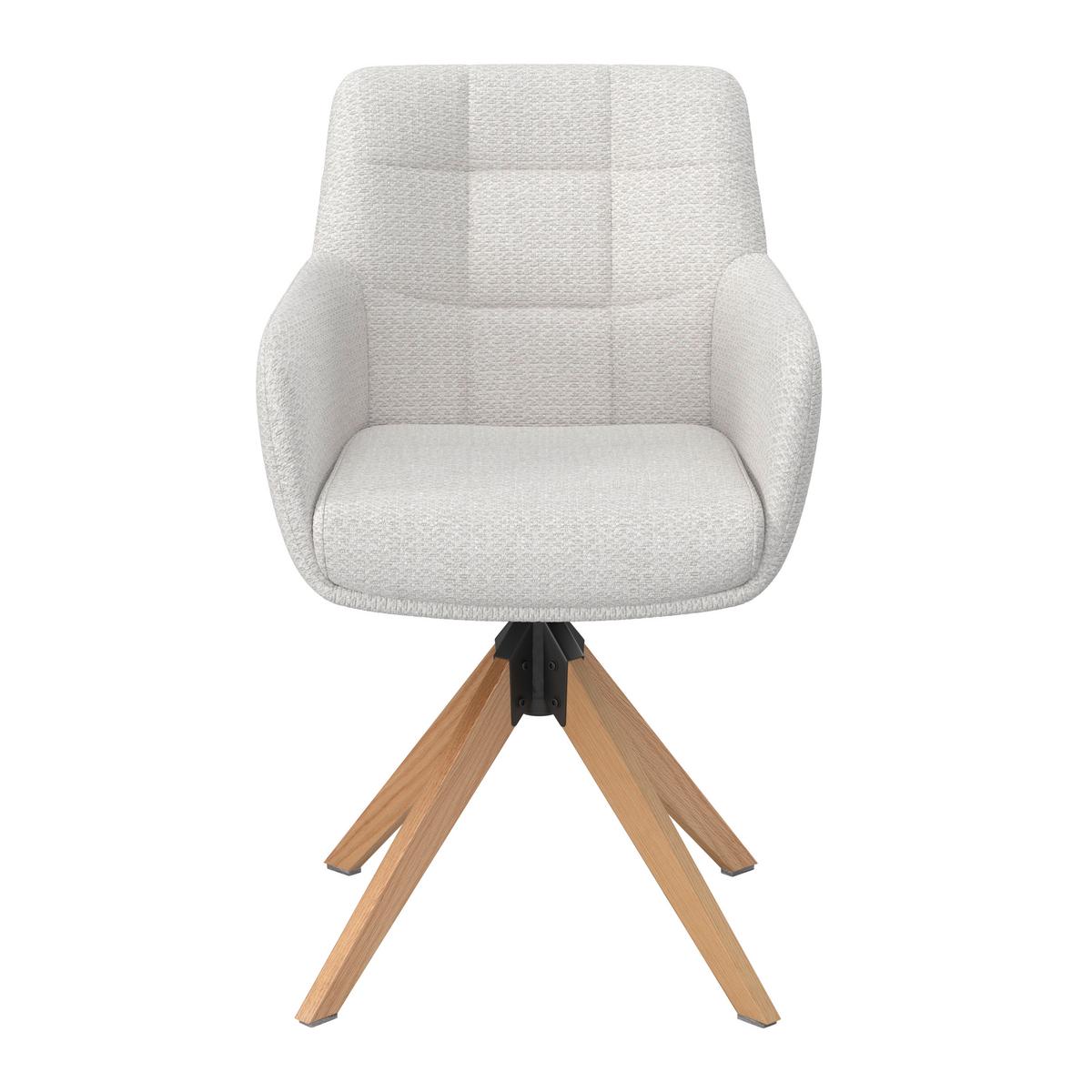 Stolička s podrúčkami MAILO - prírodná farba/svetlosivá, Modern, kov/drevo (56/92/62cm) - Bessagi Home