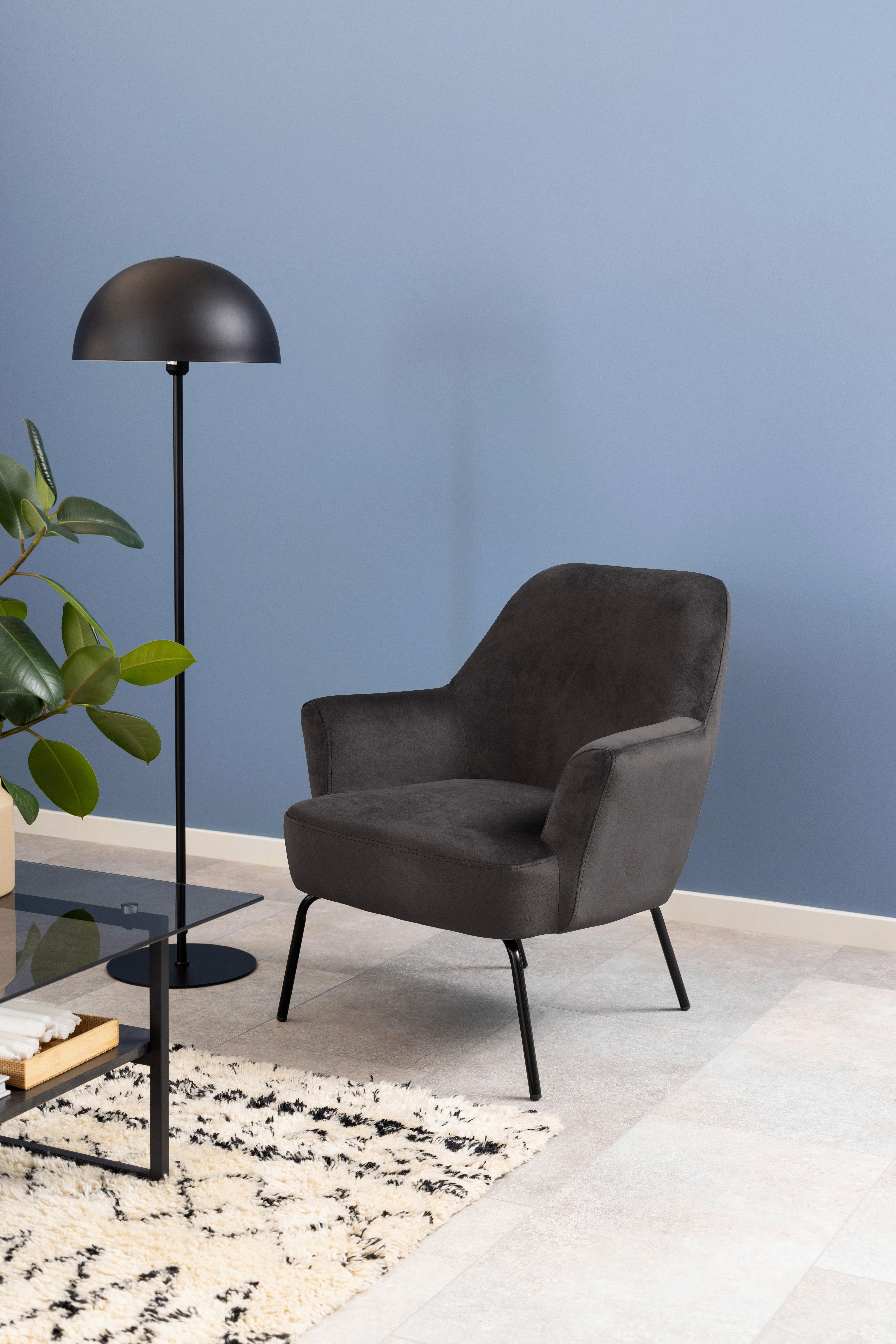 Polsterstuhl Melissa Dunkelgrau Velours - Dunkelgrau/Schwarz, KONVENTIONELL, Textil (75/83/75cm) - Livetastic