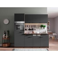 Küchenblock Oliver Singleküche 205 cm - Eichefarben/Grau, Basics, Holzwerkstoff (205cm) - Respekta