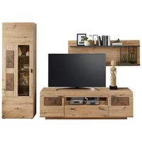 Wohnwand Madera Ii 40a6hh89 - Eichefarben/Graphitfarben, MODERN, Glas/Holzwerkstoff (300/201/47cm) - Livetastic