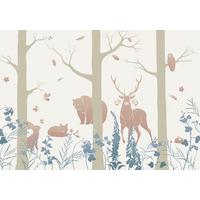 Fototapete Forest Animals - Blau/Braun, Trend, Papier (400/280cm) - Komar