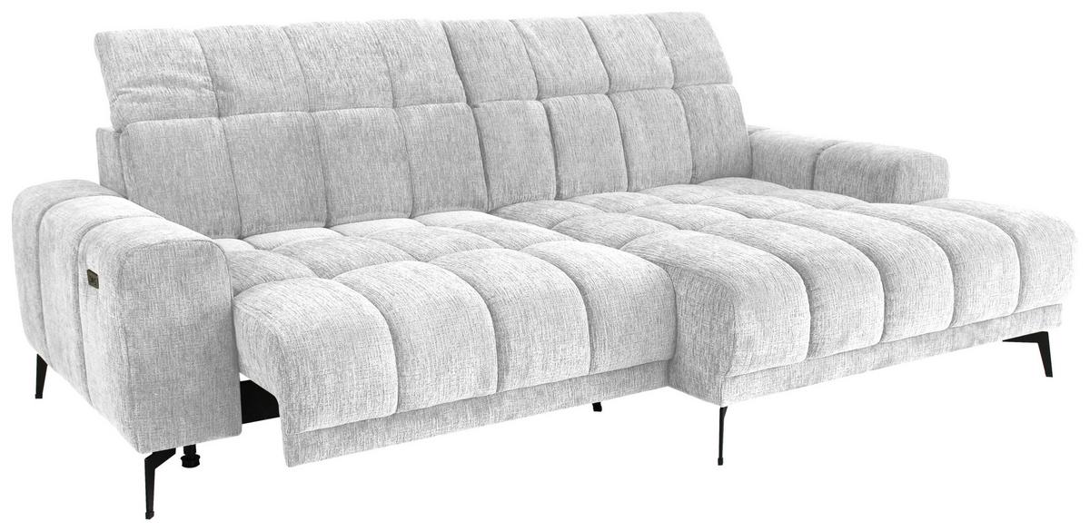 Rohová sedačka LAYA, pravá, stříbrná žinylka KANSAS - barvy stříbra/hořčicově žlutá, Moderní, textil (250/155cm) - Premium Living