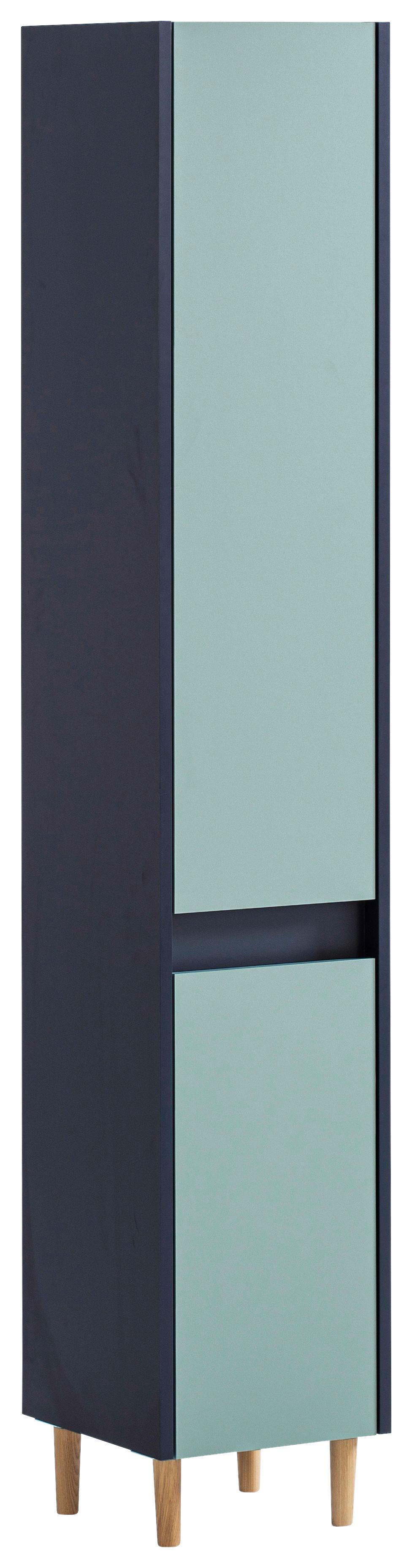 Hochschrank Lovis H 300 - Eschefarben/Dunkelblau, MODERN, Holzwerkstoff (30,2/170,0/33,0cm) - MID.YOU