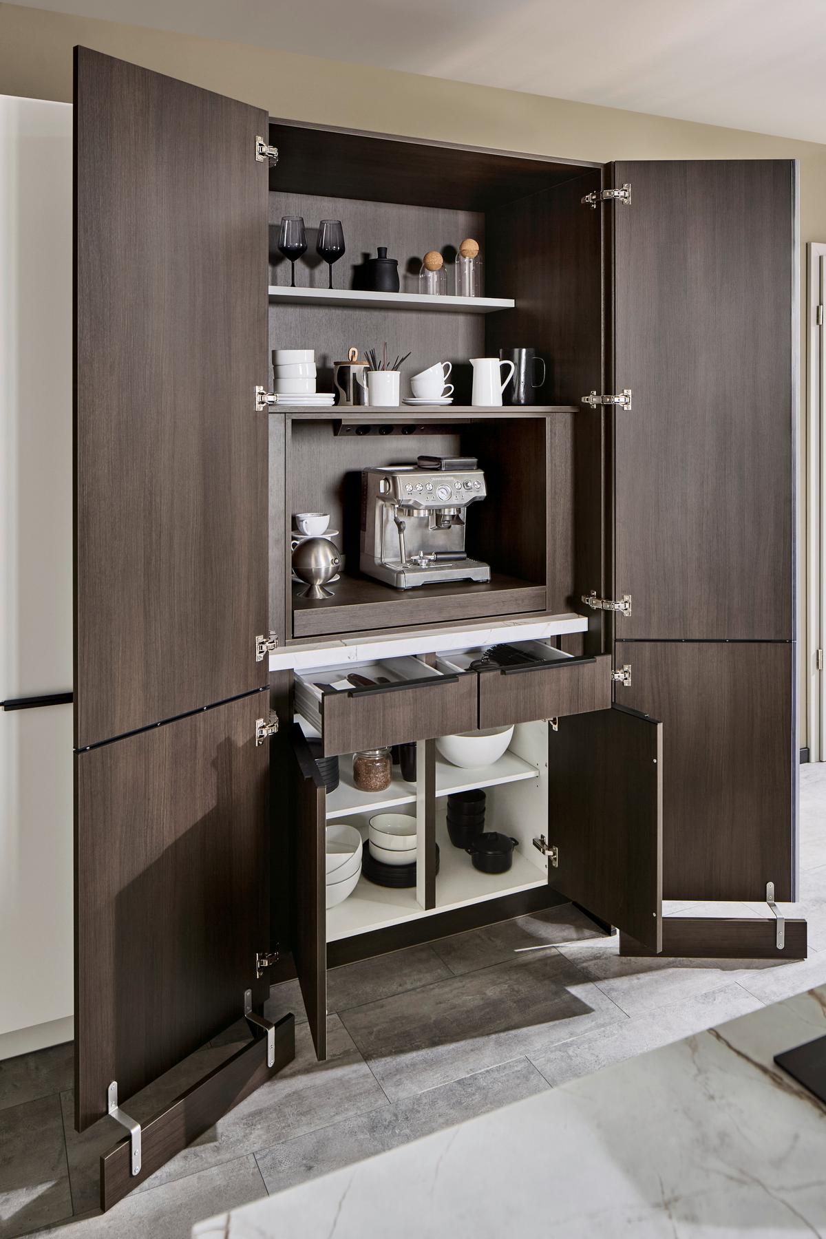 Einbauküche Ip 3150 - Nussbaumfarben/Weiß, MODERN, Holzwerkstoff (226,4cm) - Impuls