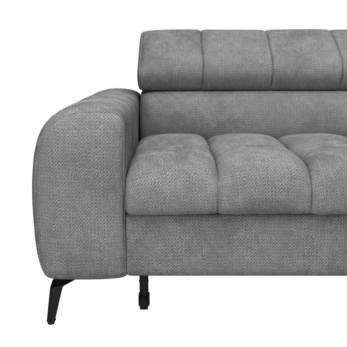 Ecksofa Volf Rechts New Grau, S: 261x203 cm - Schwarz/Grau, Trend, Kunststoff/Textil (261/203cm)