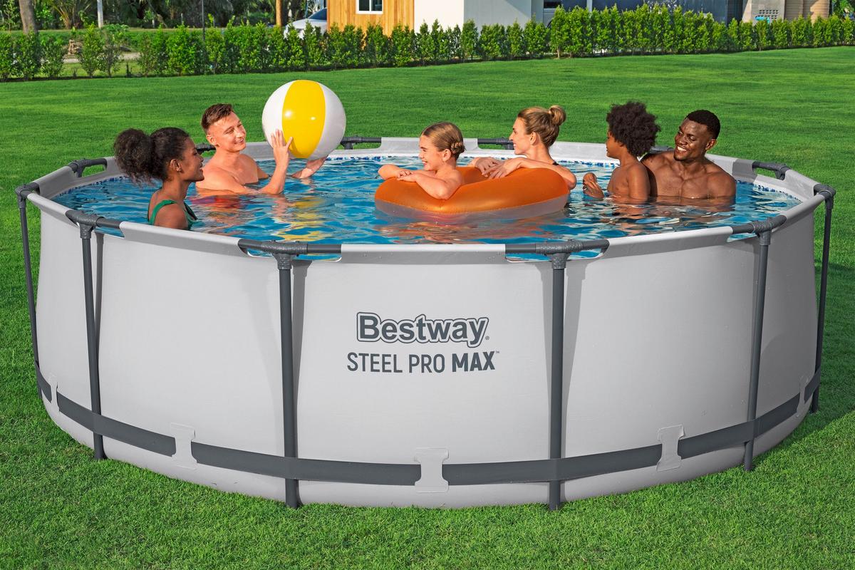 Pool Martina - Blau/Hellgrau, KONVENTIONELL, Kunststoff/Metall (366/122cm) - Bestway