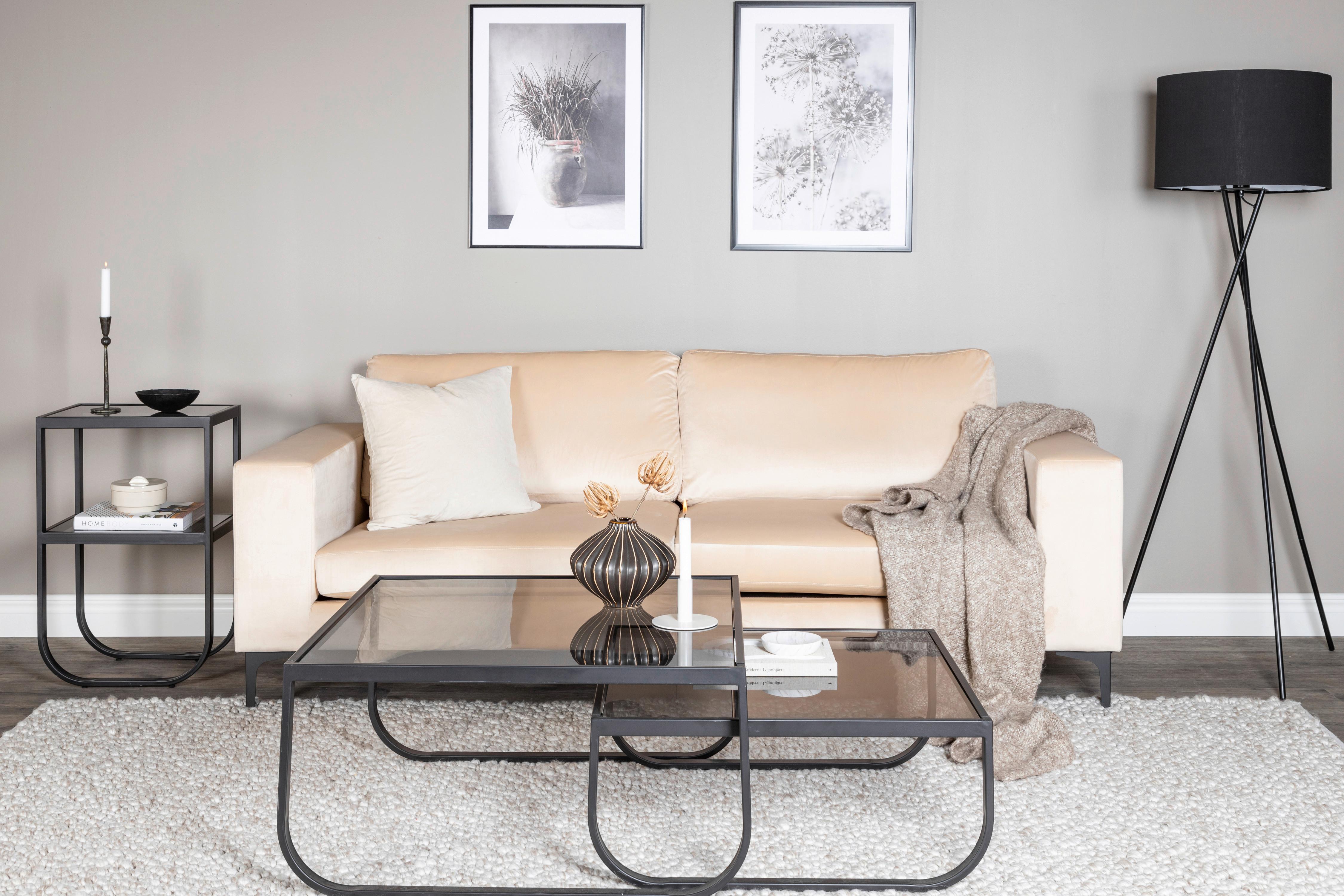 2-sitzer-sofa Bolero - Beige/Schwarz, Design, Kunststoff/Textil (215/84/88cm) - Livetastic