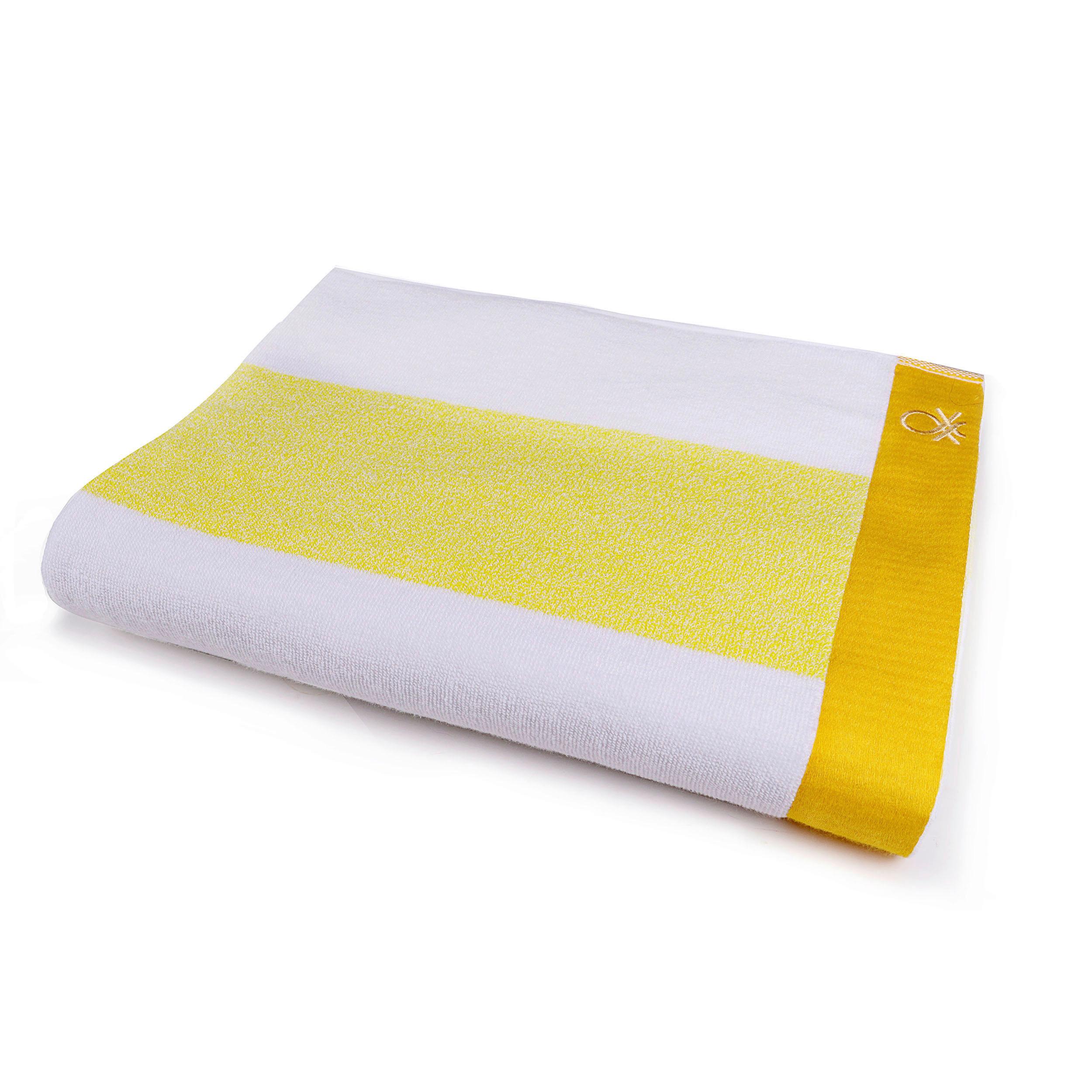 Strandtuch Baumwolle Gelb/ Weiß 90x160x1,5 cm - Gelb/Weiß, Basics, Textil (90/160cm) - Benetton