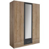 Ruhásszekrény Bühl - tölgy színű/szürke, modern, fa (136/197/54cm)