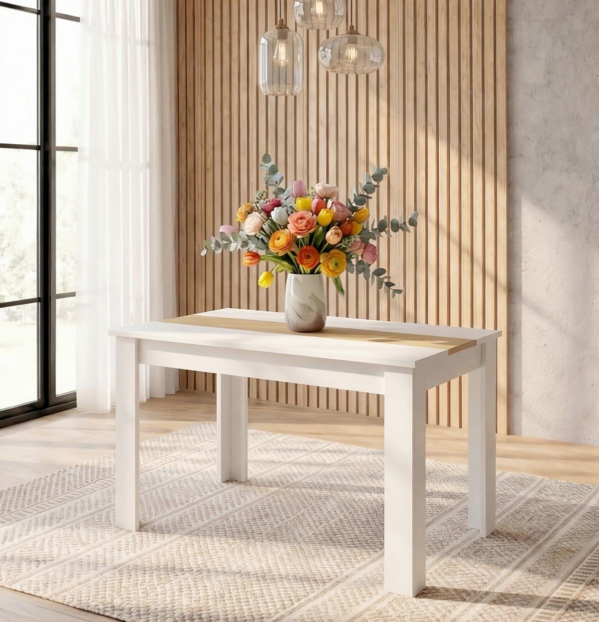 Esstisch Disalo Weiß/Honigeiche L: 140cm - Honigeiche/Weiß, MODERN, Holzwerkstoff (140/80/75cm) - MID.YOU