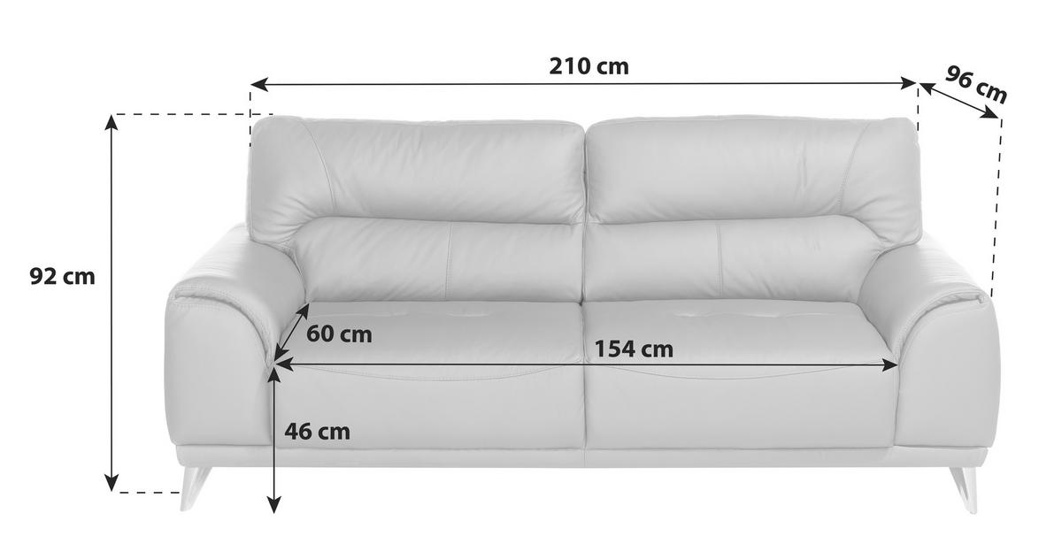 Dreisitzer-Sofa Frisco, Lederlook - Chromfarben/Schwarz, MODERN, Textil (210/92/96cm) - MID.YOU