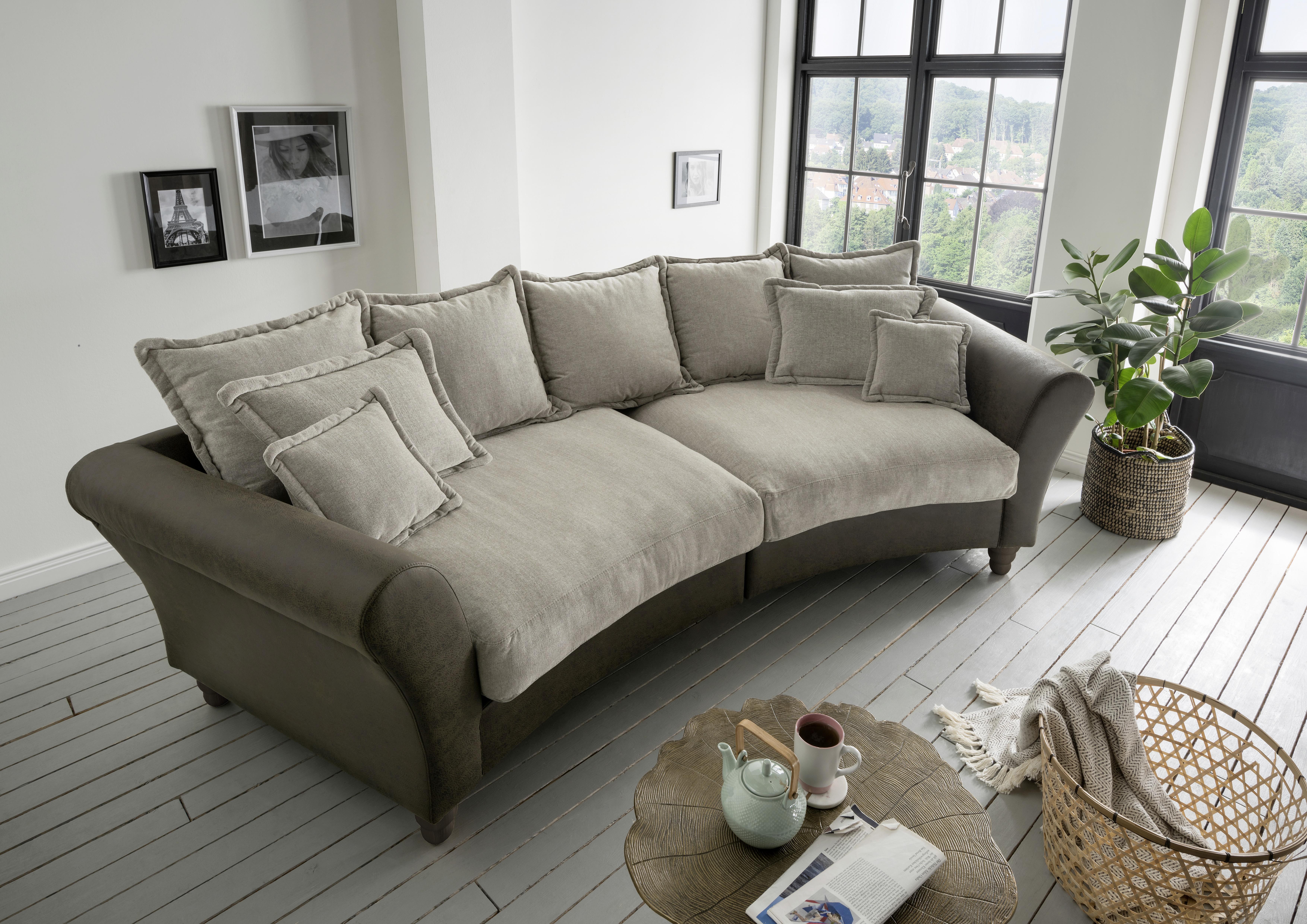 Big Sofa Cordula mit Kissen B: 328 cm Dunkel-/Hellbraun - Hellbraun/Wengefarben, MODERN, Holz/Textil (328/98/134cm) - Livetastic