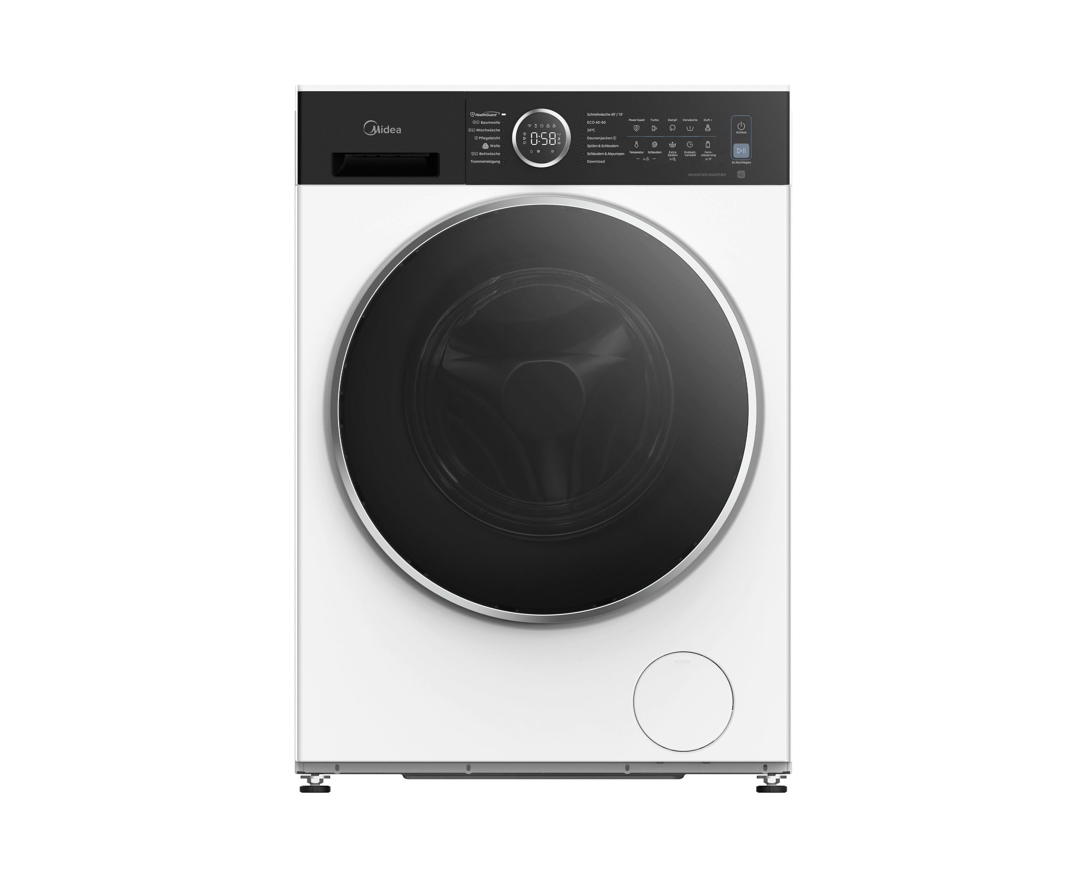 Waschmaschine MF205W100WB-14A 30, EEKL: A, 10 kg - Schwarz/Weiß, Basics, Kunststoff/Metall (59,5/85/55,5cm) - Midea