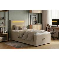 Boxbett Pisa 100 Led 100x200 Beige - Beige/Schwarz, MODERN, Holzwerkstoff/Textil (100/200cm) - MID.YOU