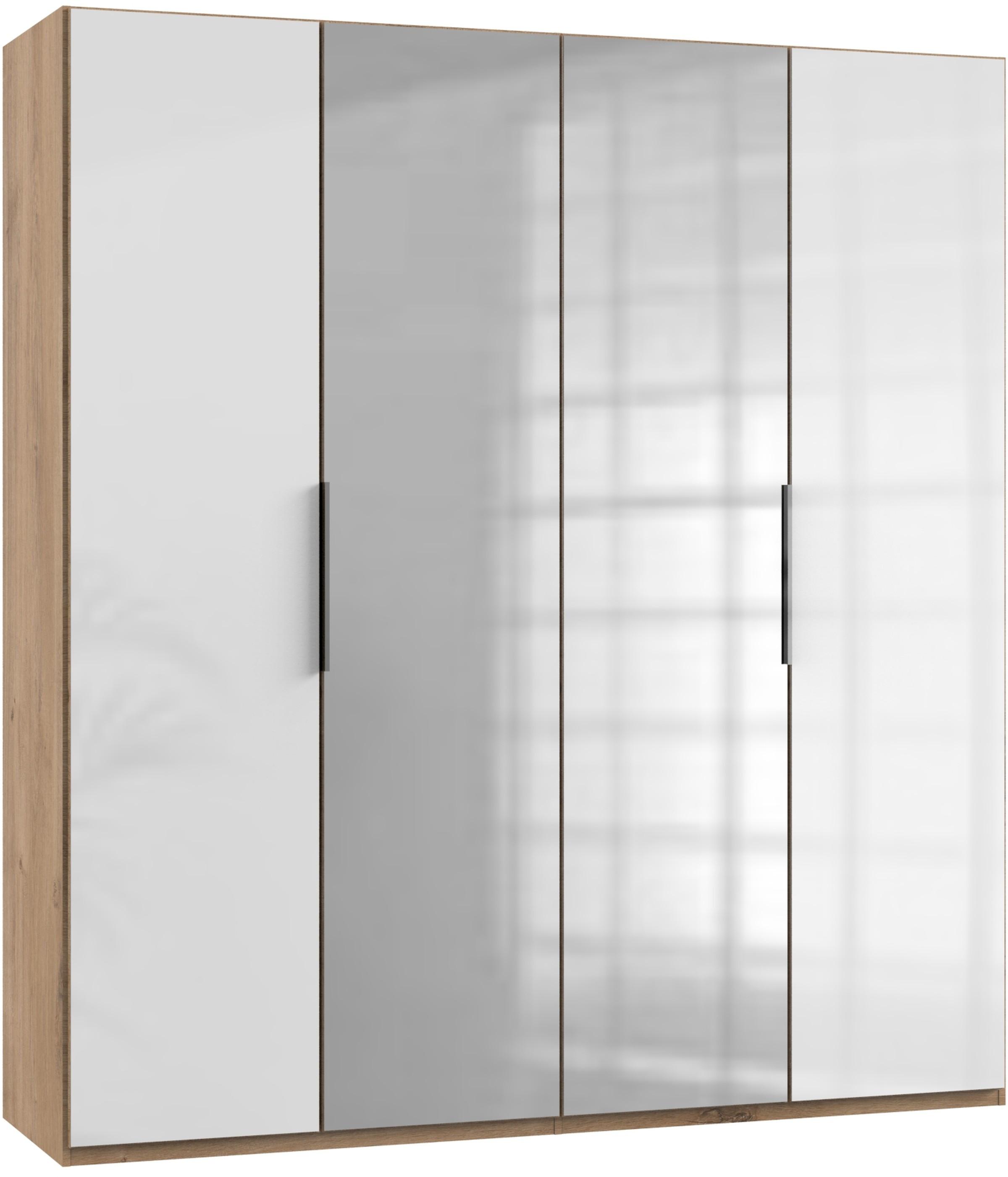 Drehtürenschrank 200cm Level, Weiß/eiche Dekor - Eichefarben/Weiß, MODERN, Glas/Holzwerkstoff (200/216/58cm) - MID.YOU