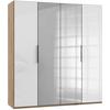 Drehtürenschrank 200cm Level, Weiß/eiche Dekor - Eichefarben/Weiß, MODERN, Glas/Holzwerkstoff (200/216/58cm) - MID.YOU