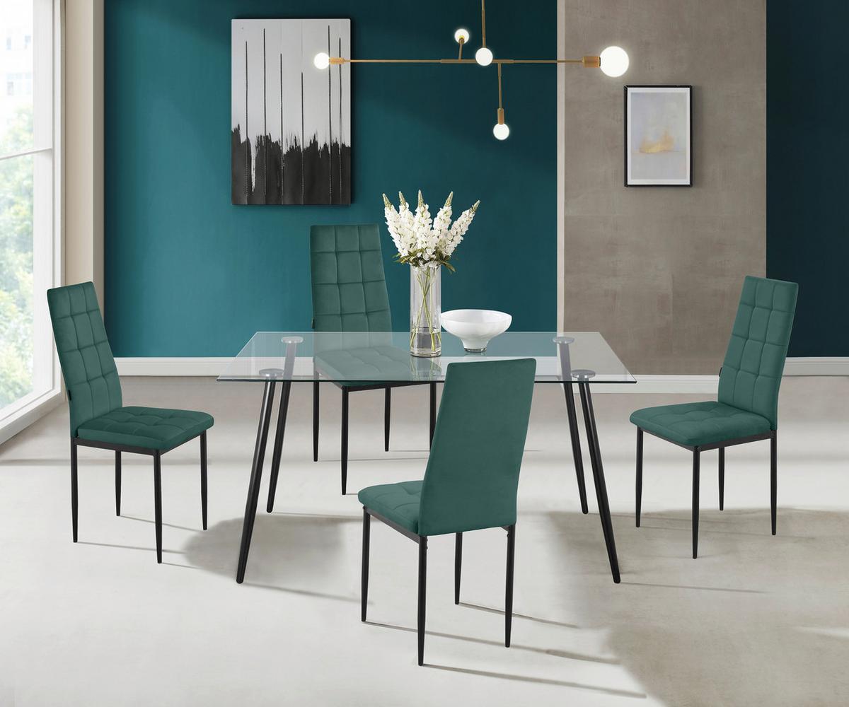 Stuhl Set Becca Dunkelgrün B: 42cm 2--Teilig - Dunkelgrün/Schwarz, Design, Textil/Metall (42/98/53cm) - MID.YOU