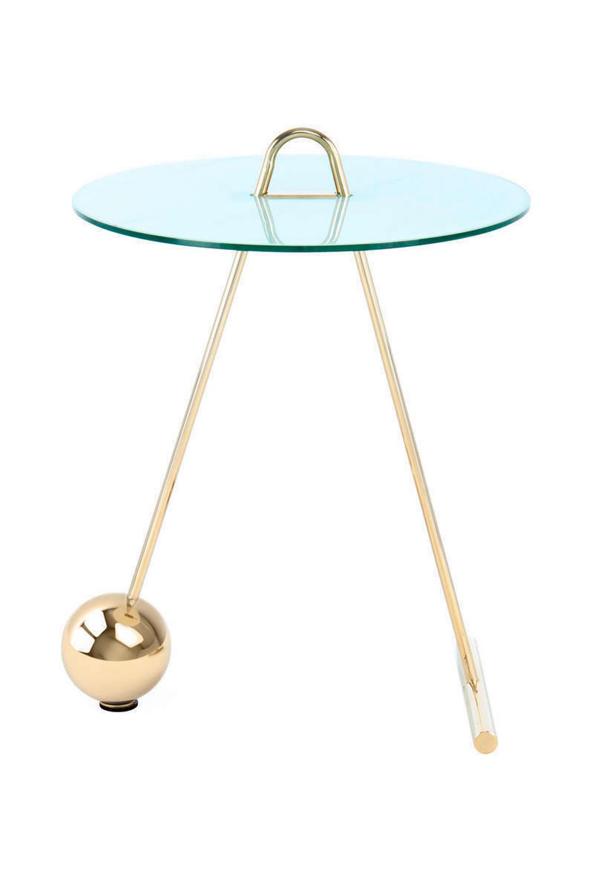 ODKLÁDACÍ STOLEK GLAS - bílá/barvy zlata, Basics, kov/sklo (46/60cm)