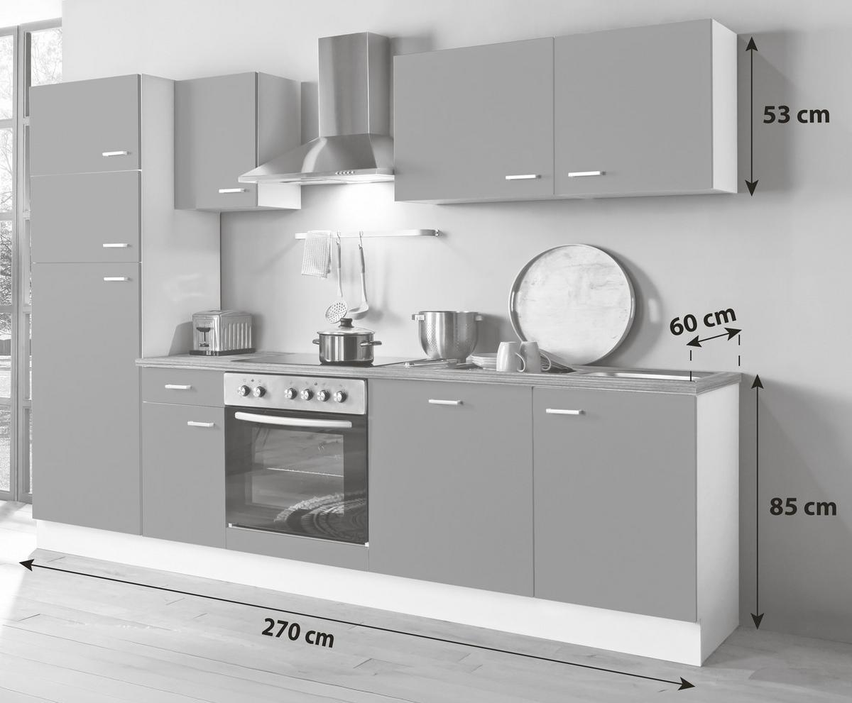 Küchenblock White-Classic - Graphitfarben/Weiß, KONVENTIONELL, Holzwerkstoff (270cm) - Menke