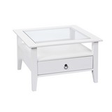 Massiver Couchtisch Holz mit Stauraum Provence, Weiß Dekor - Weiß, ROMANTIK / LANDHAUS, Glas/Holz (75/45/75cm) - Carryhome
