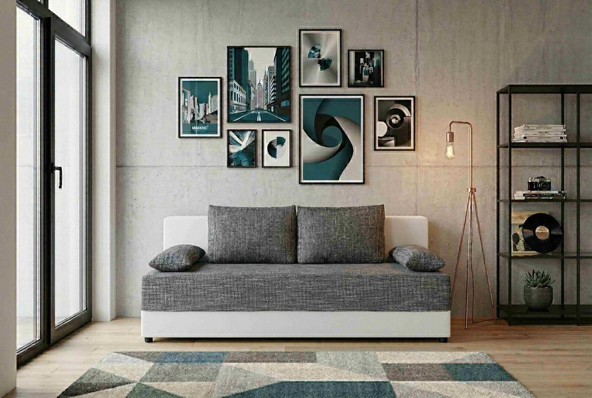 2-sitzer-sofa Lucy Mit Schlaffunktion Grau/weiß - Schwarz/Weiß, Design, Holzwerkstoff/Textil (200/90/103cm) - P & B