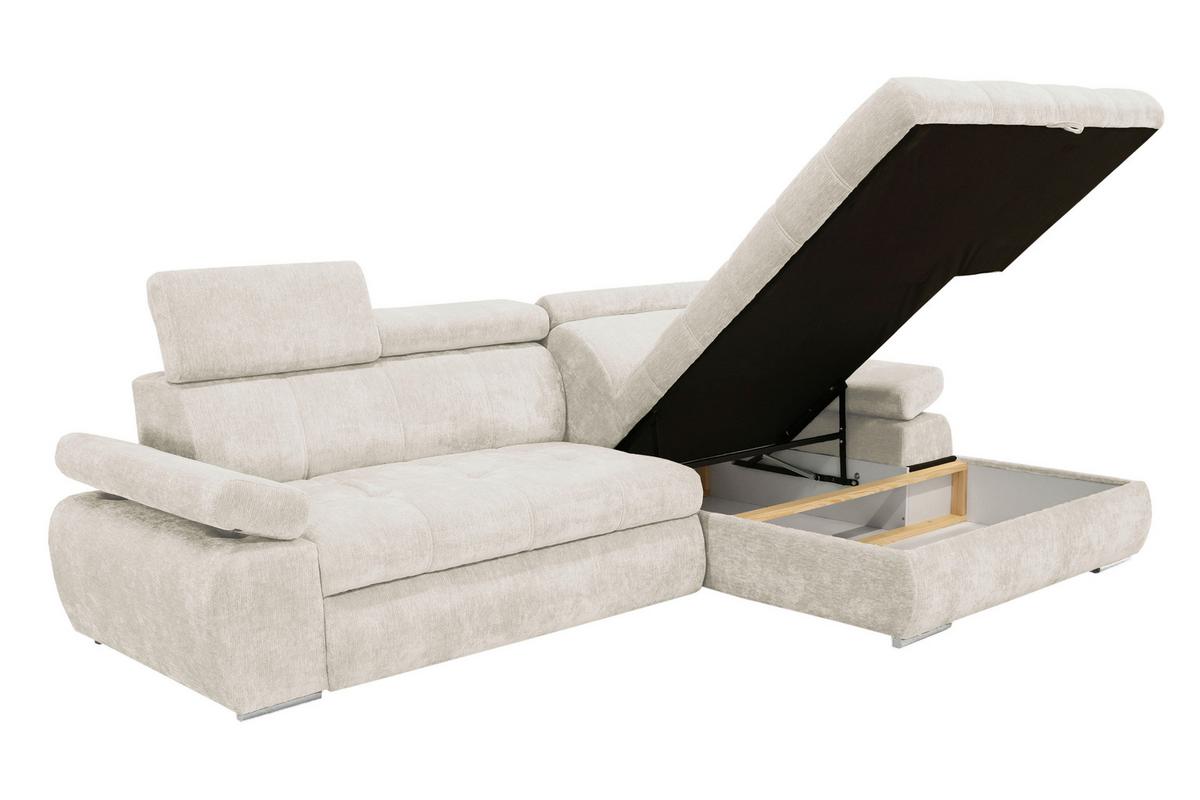 Rohová sedačka VEGAS, pravá, béžová žinylka - barvy stříbra/béžová, Design, dřevo/textil (294/173cm)