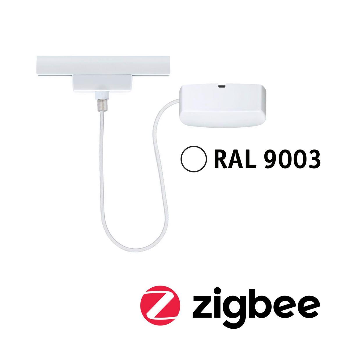Schienensystem-einspeiser 95671 Urail Kabele. Zigbee Sw - Weiß, Basics, Metall (16,5/100cm) - Paulmann
