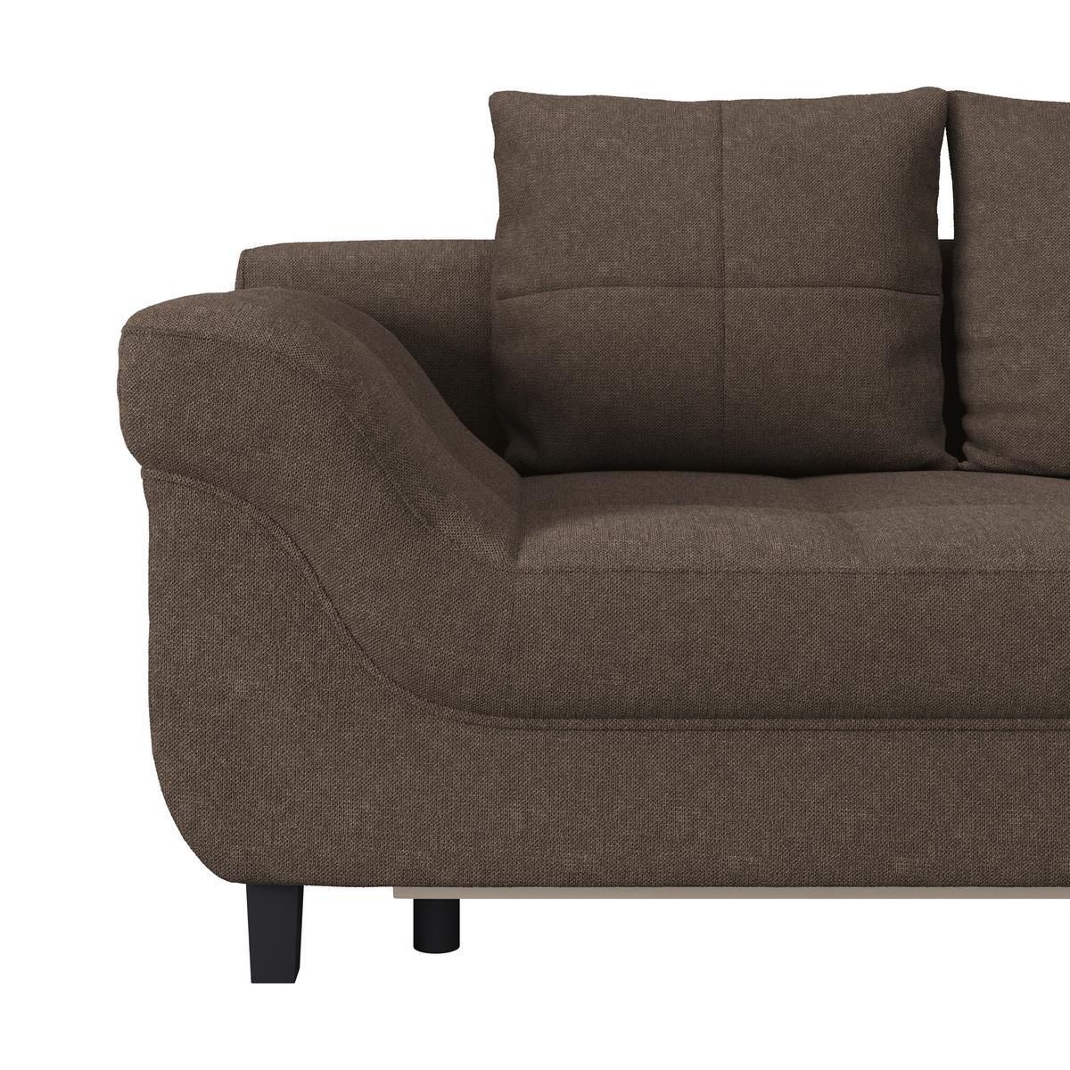 Ecksofa Mendoza - Dunkelbraun/Schwarz, Design, Textil (309/197cm) - Ondega