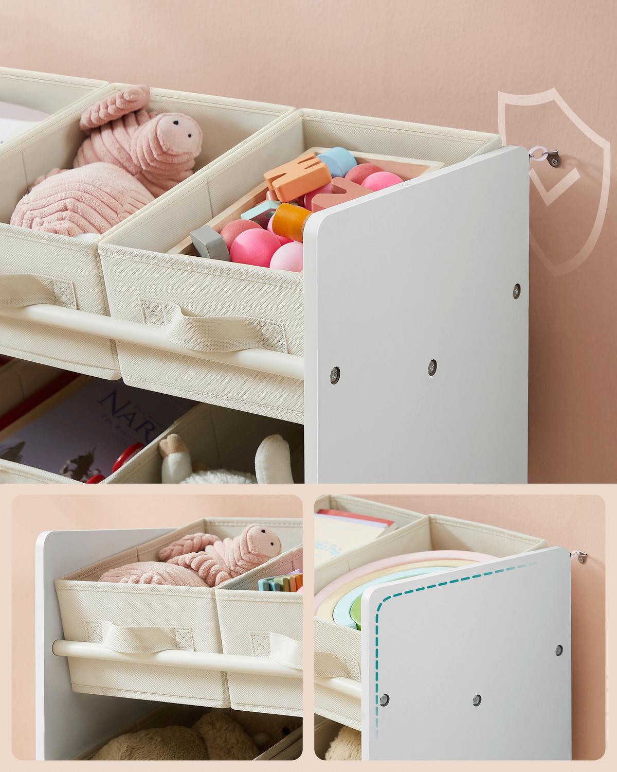 Kinderregal Toy Storage Shelf Weiß/Beige B: 62,5 cm - Beige/Weiß, MODERN, Holzwerkstoff/Textil (62,5/60/29,5cm) - MID.YOU