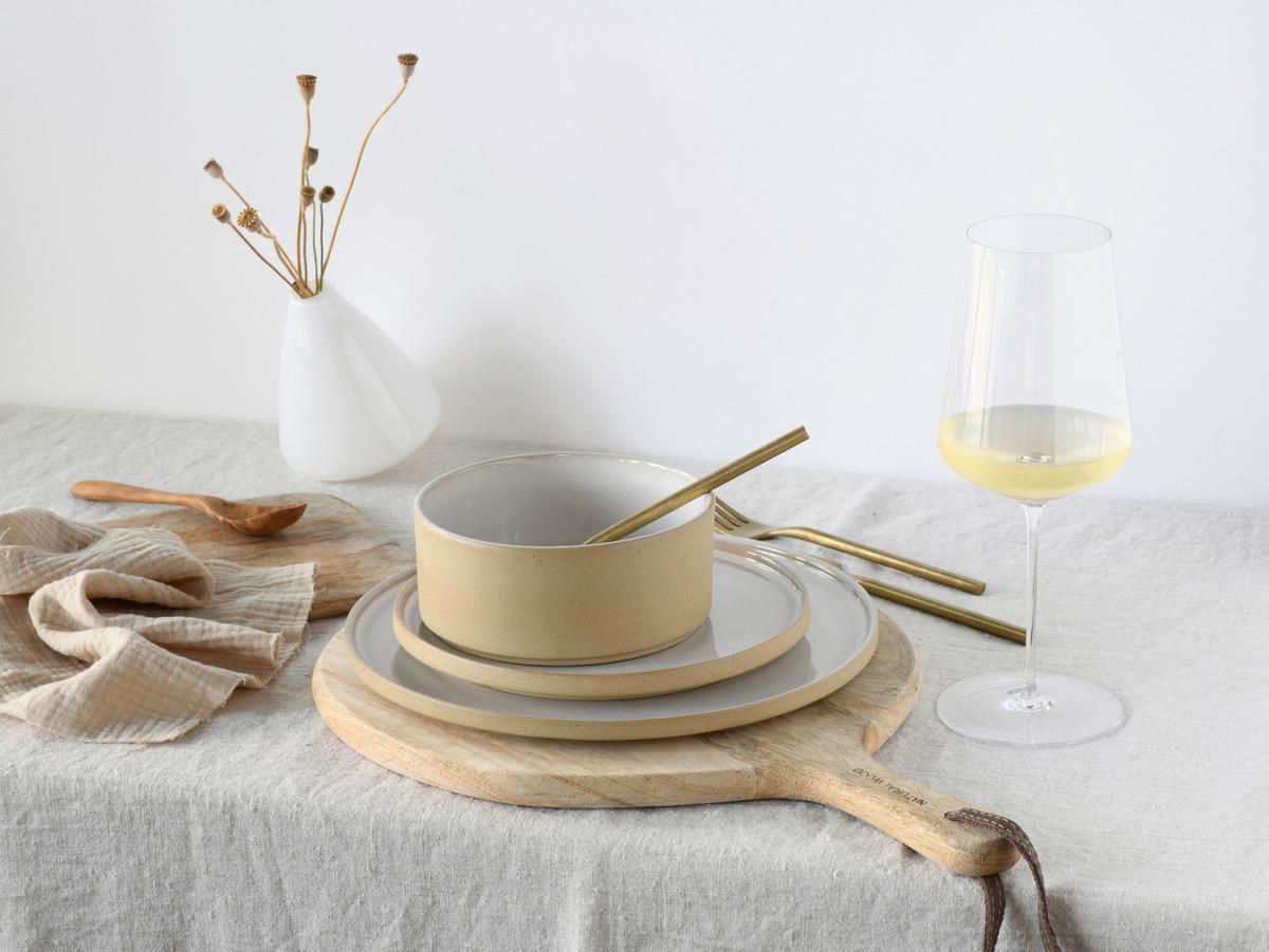 Müslischalenset Futuro Weiß, Beige L: 30,5 cm - Beige/Weiß, Basics, Keramik (30,5/30,5/10cm) - Creatable