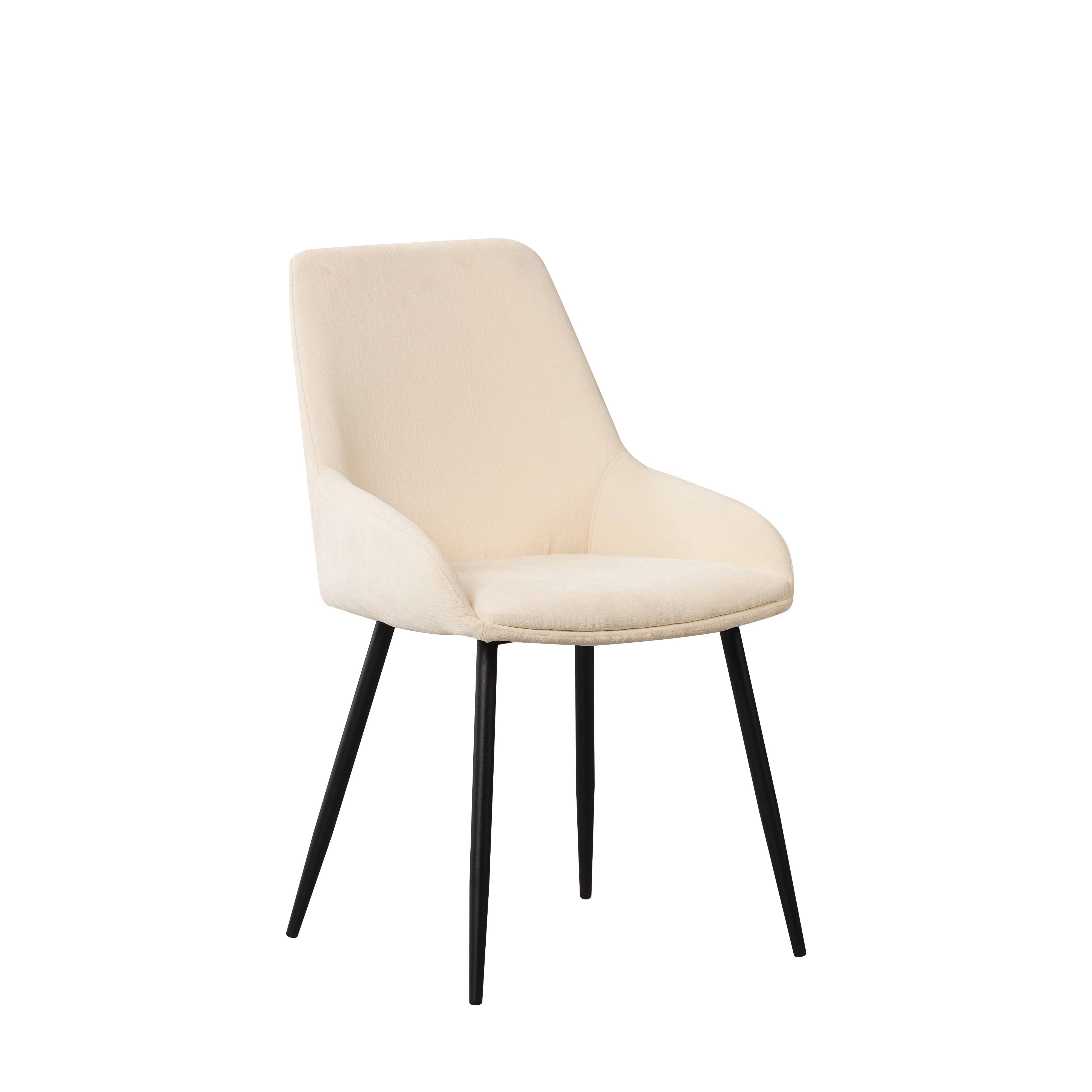 Stuhl-Set Cannes Creme/Weiß B: 52 cm - Creme/Schwarz, MODERN, Textil/Metall (52/86/44cm) - MID.YOU
