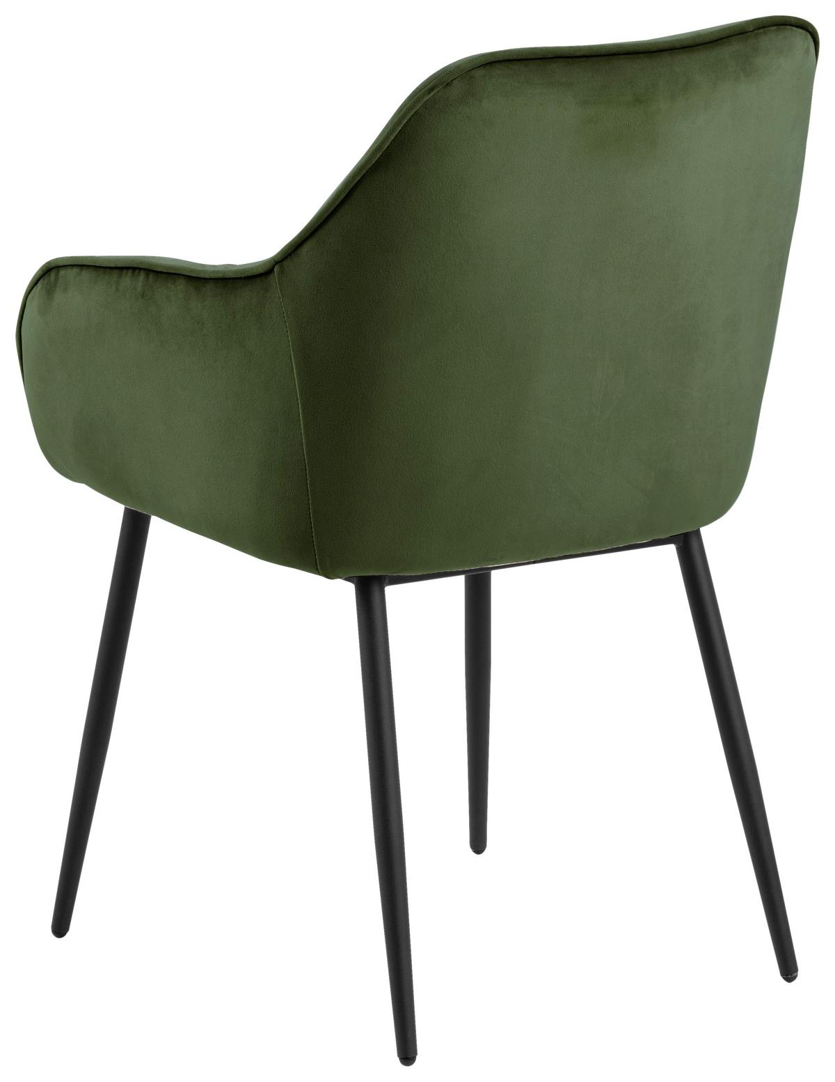 Židle s područkami BROOKE zelená samet - černá/zelená, Trend, kov/textil (58/83/55cm) - Livetastic