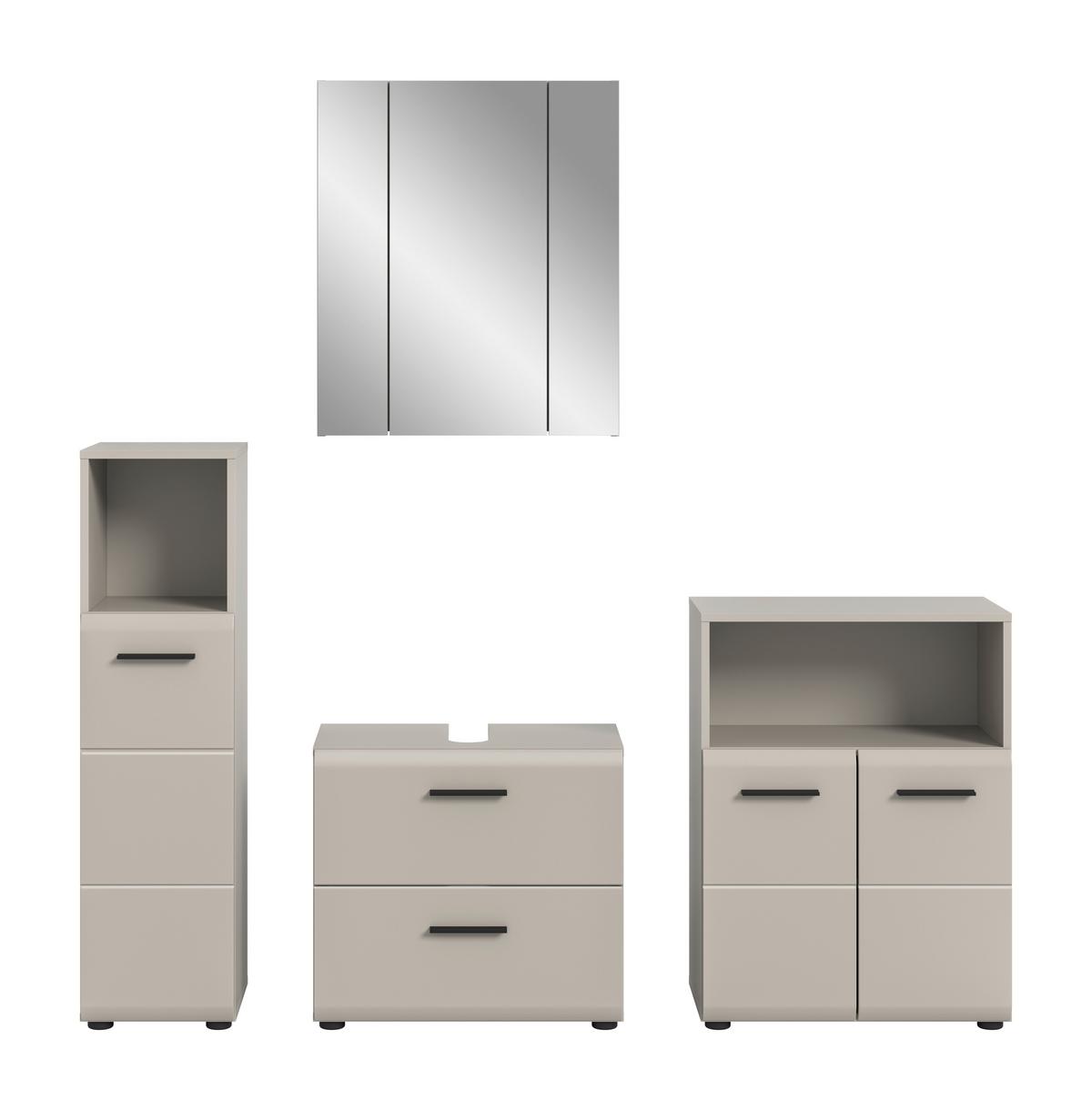 Badezimmer Ice Kaschmir B: 150cm - Kaschmir/Schwarz, Trend, Glas/Holzwerkstoff (150cm) - MID.YOU