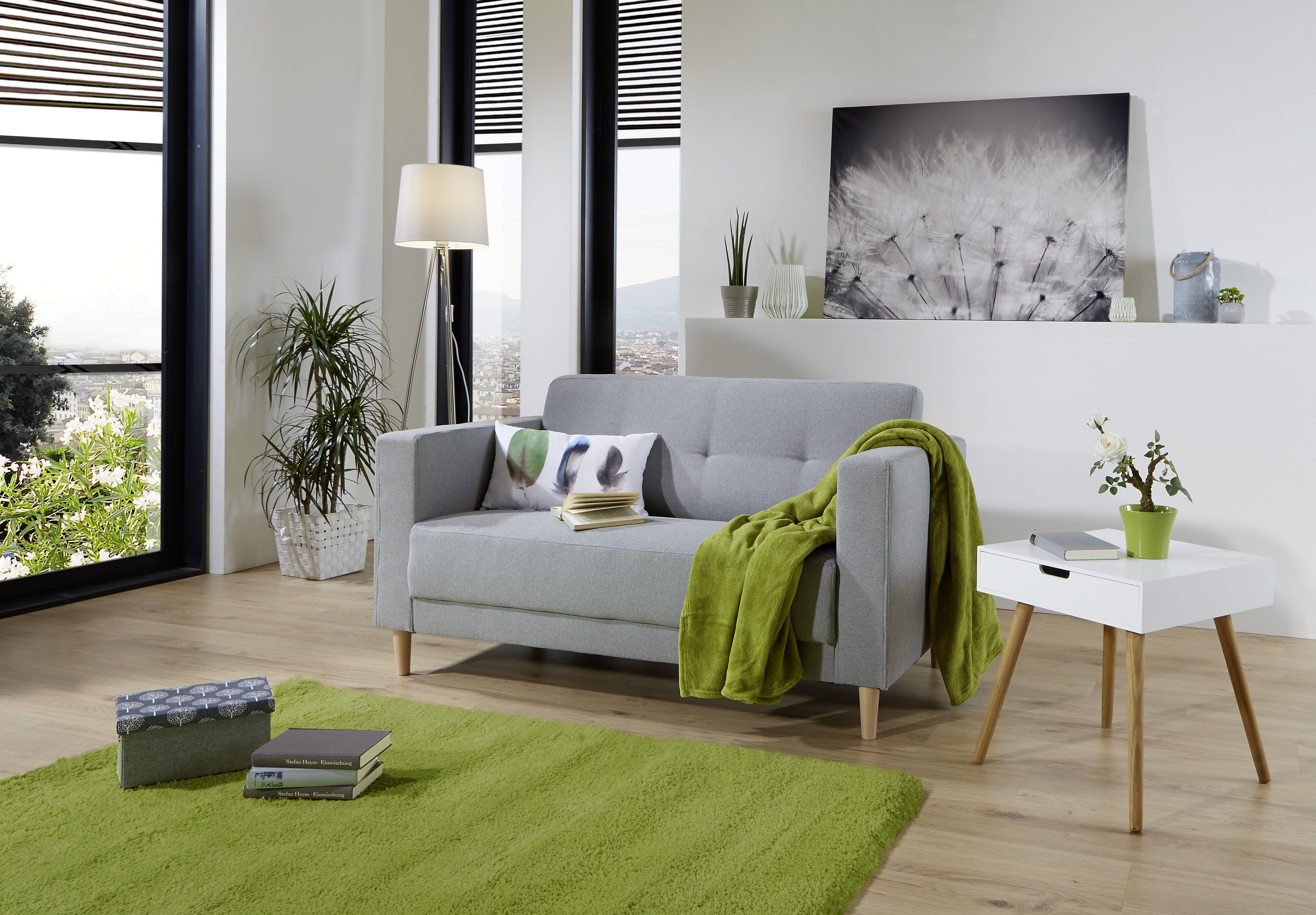 Zweisitzer-Sofa Geneve Webstoff - Hellgrau/Naturfarben, MODERN, Textil (148/81/75cm)