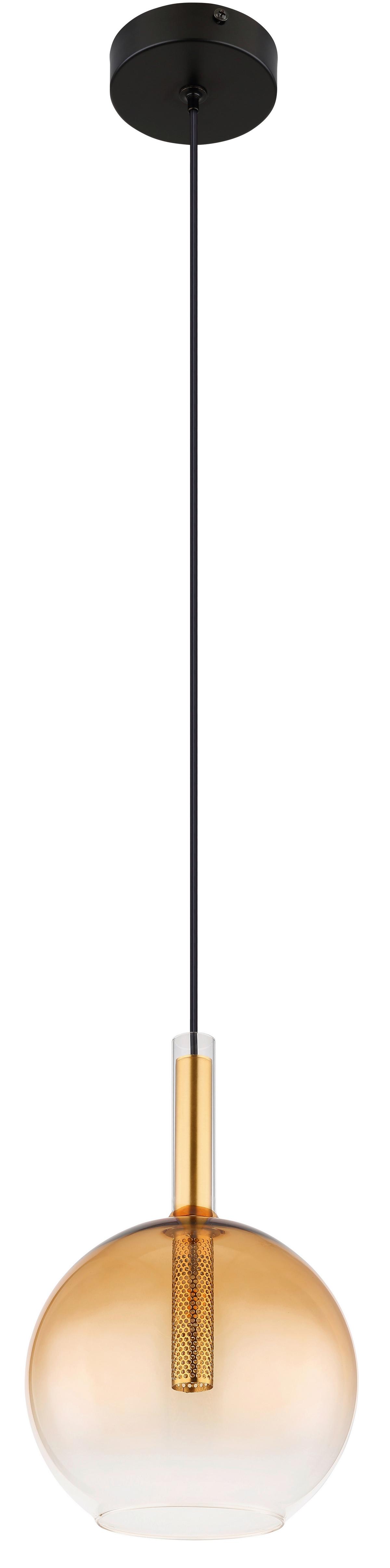 Hängeleuchte 16044h1 - Klar/Messingfarben, Design, Glas/Metall (18/120cm) - Globo