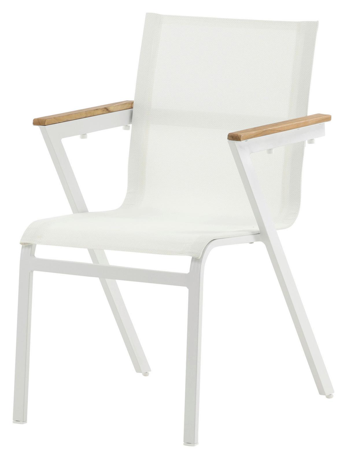 Gartensessel Stapelbar Mexico Aluminium - Weiß, KONVENTIONELL, Holz/Metall (57/87/61cm) - Gardenson
