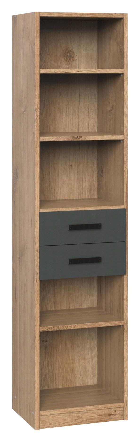 Regal mit Laden Liverpool 47 cm Eiche Dekor/Graphit - Eichefarben/Graphitfarben, Design, Holzwerkstoff (47/198/38cm) - MID.YOU