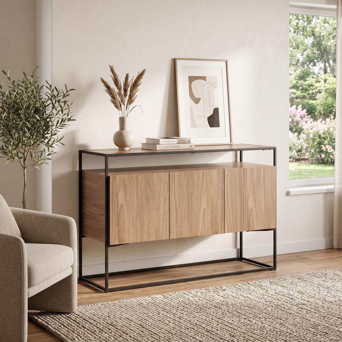 SIDEBOARD KINGSPORT - Walnussfarben/Schwarz, Design, Holz/Metall (120/80/45cm) - Livetastic