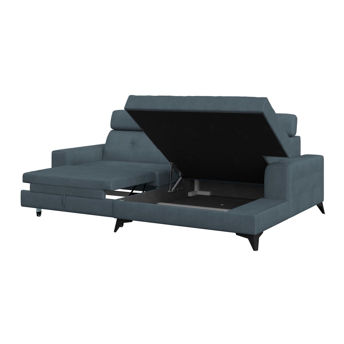 Wohnlandschaft Florida - Hellgrau/Schwarz, MODERN, Holz/Holzwerkstoff (275/175cm)