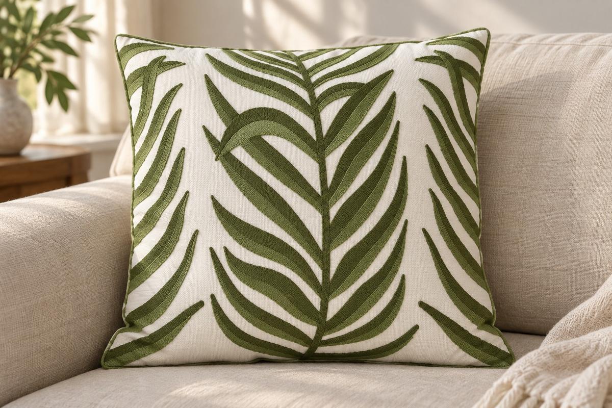 DEKORAČNÝ VANKÚŠ ALLOVER FARN - zelená, Basics, textil (45/45cm)