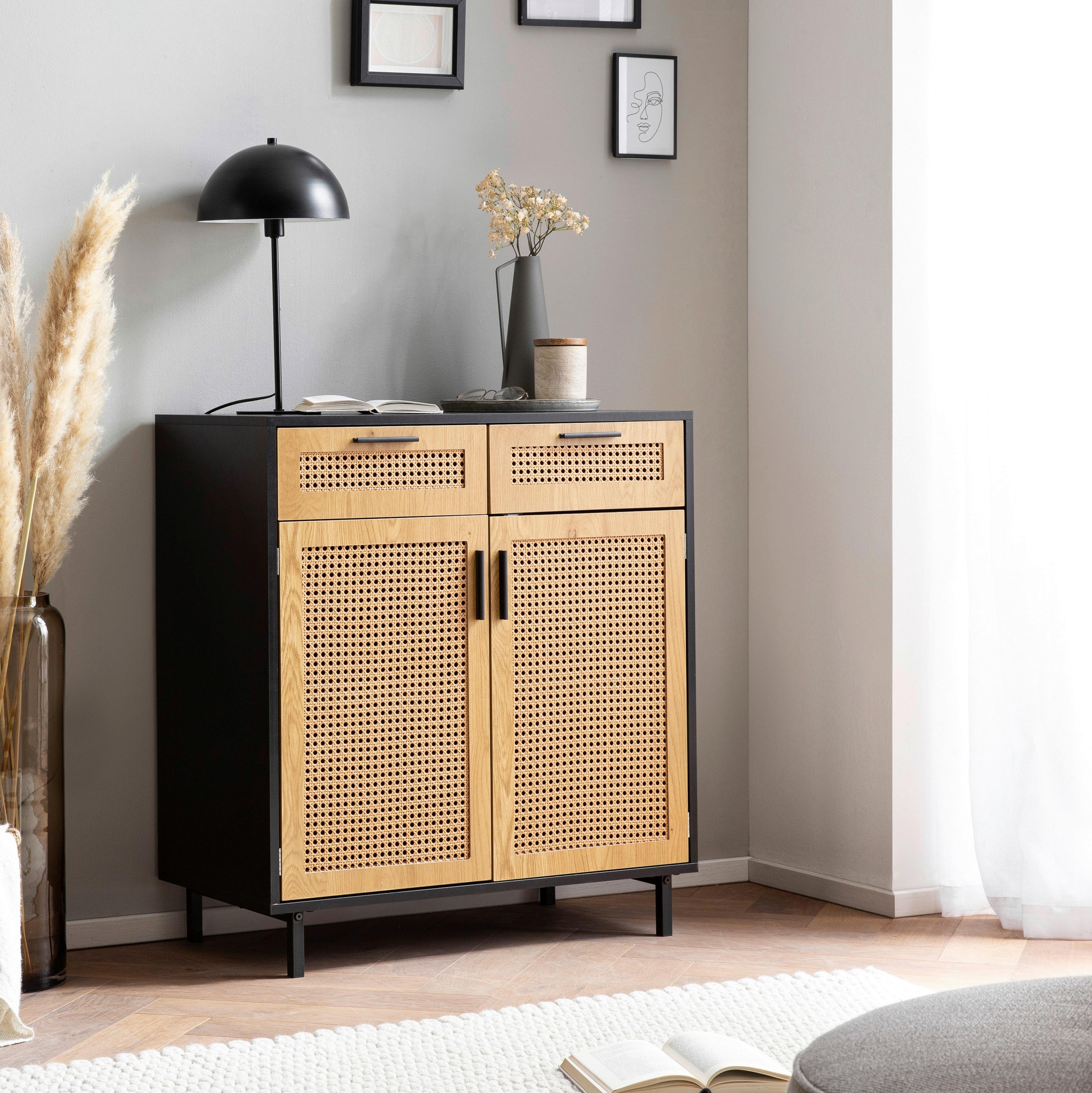 Sideboard Wl6.830 - Schwarz/Braun, KONVENTIONELL, Holzwerkstoff (80/86,5/40cm) - Livetastic