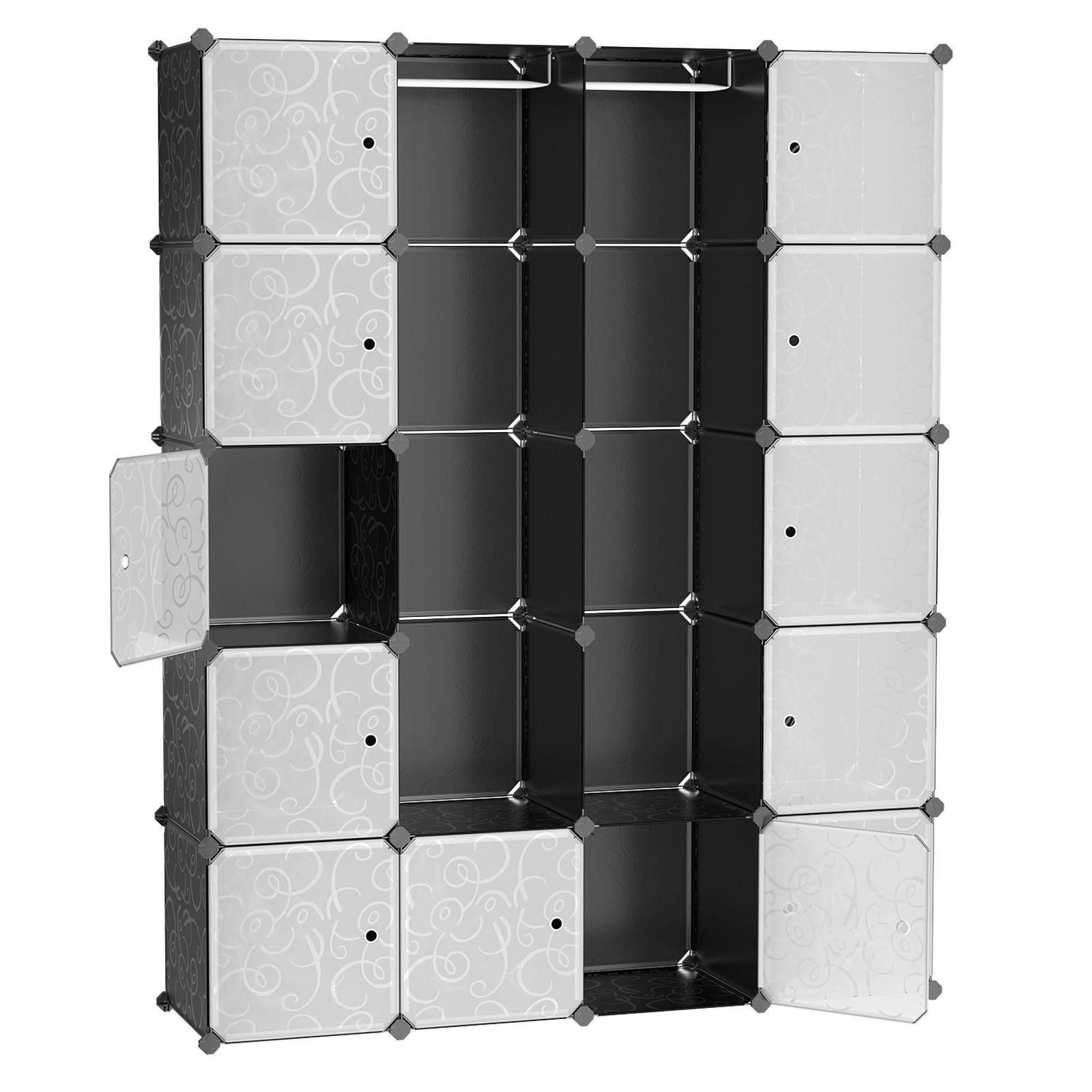 Regalkombination B: 143 cm, Grau, Schwarz, Weiß - Schwarz/Weiß, Basics, Kunststoff/Metall (143/178/36cm) - Boxxx