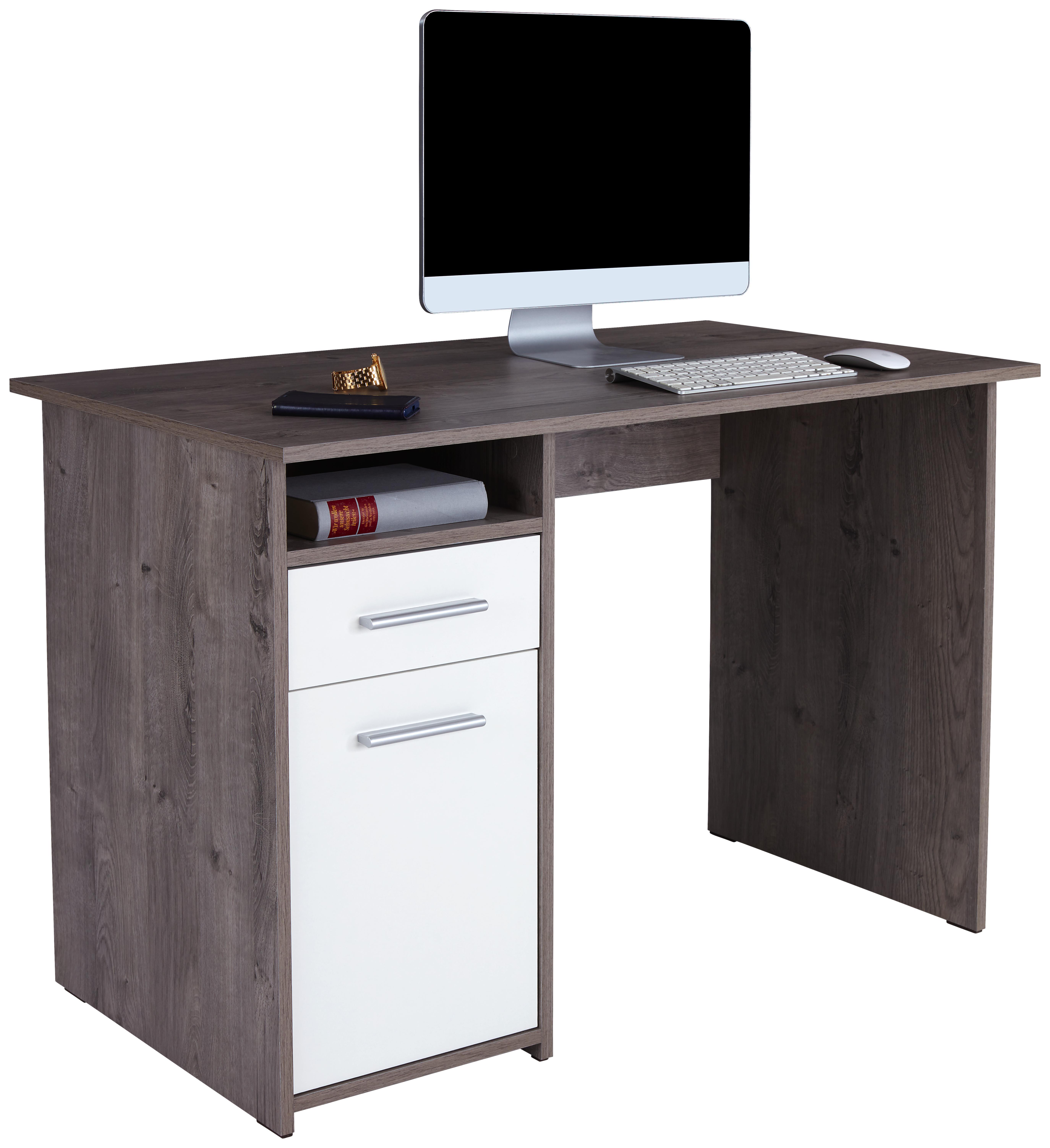 ÍRÓASZTAL PALERMO - Tölgyfa/Fehér, modern, Faalapú anyag (110/74/60cm)