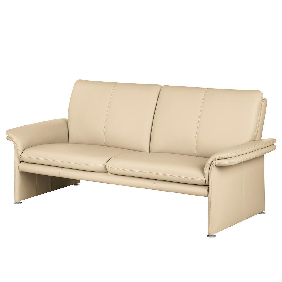 2,5-Sitzer Comodo Echtleder Beige B: 197 cm - Beige/Silberfarben, Design, Leder (197/90/88cm) - Livetastic
