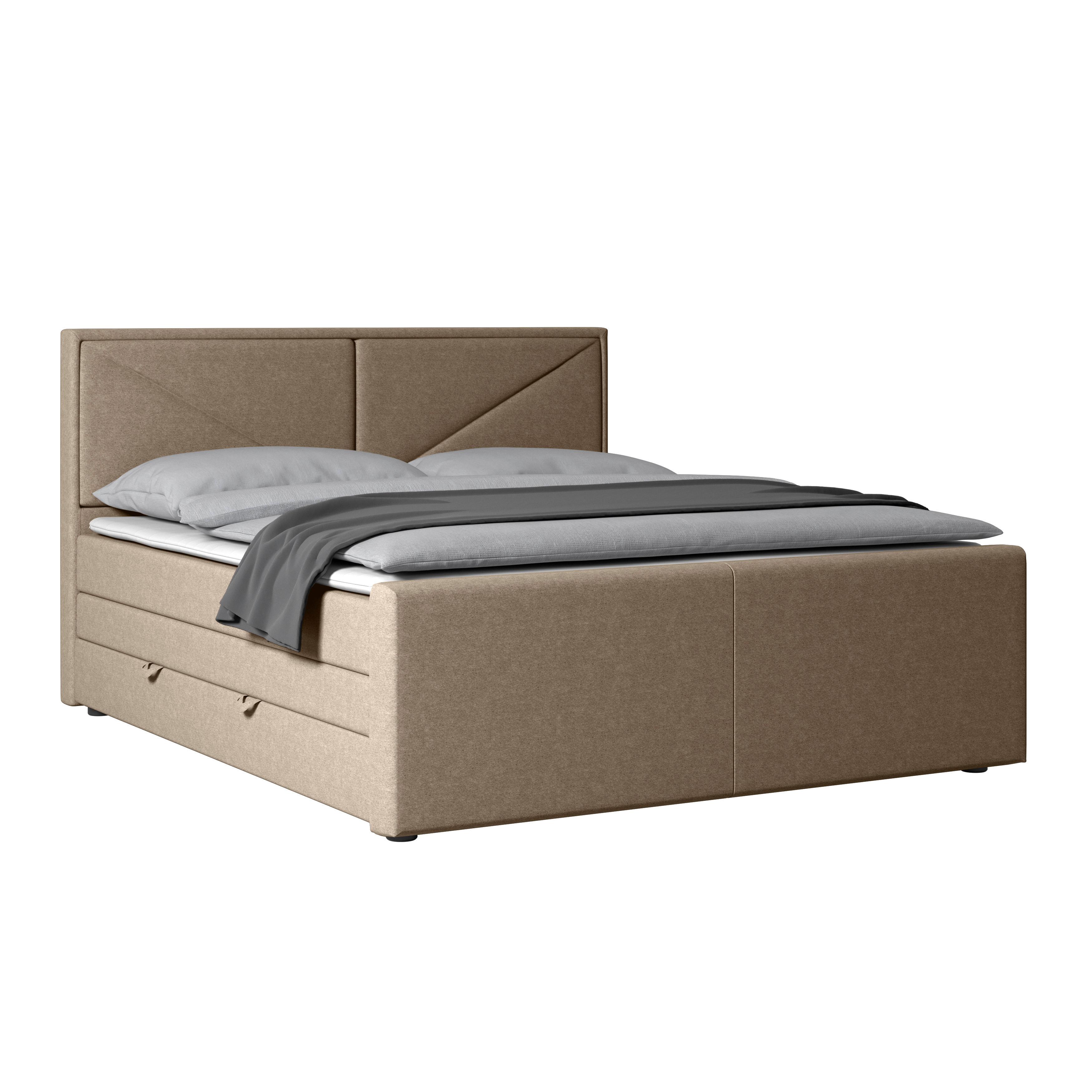 Boxspringbett Lima 180x200 cm Beige - Beige/Schwarz, MODERN, Holz/Kunststoff (180/200cm) - MID.YOU