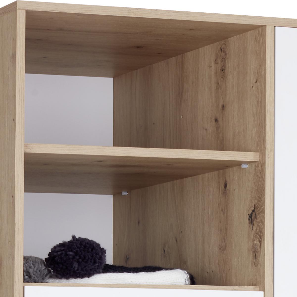 Kleiderschrank Mit Fächern 147cm Box, Weiß/eiche Dekor - Eichefarben/Weiß, MODERN, Holzwerkstoff (147/205/55cm) - Ondega