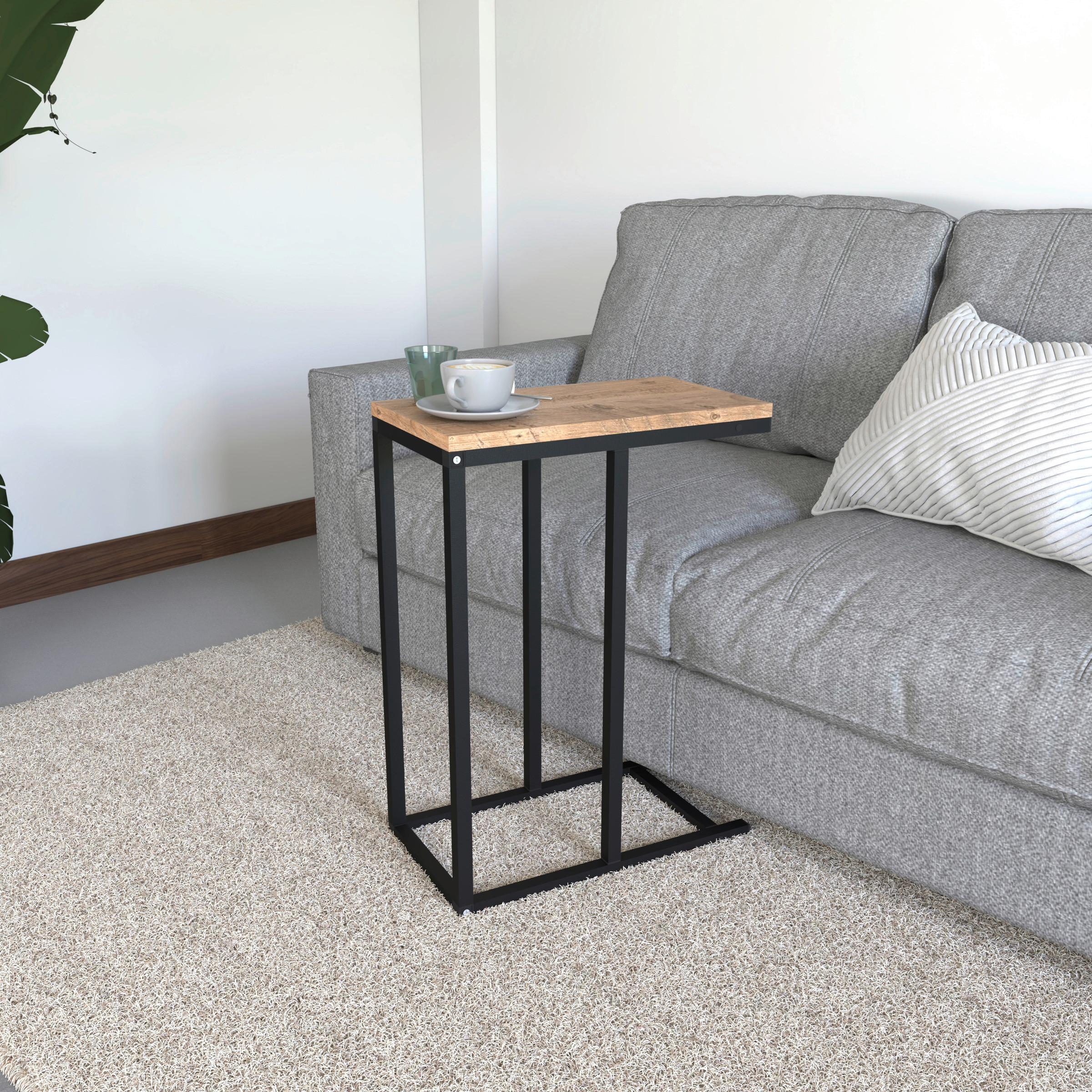 Beistelltisch Insasi Schwarz Honigeiche Dekor - Honigeiche/Schwarz, Design, Holzwerkstoff/Metall (46/26/63cm) - MID.YOU
