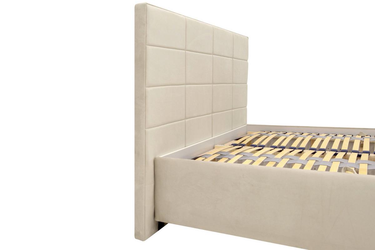 Čalouněná postel OLYMPIA 180x200, krémová - krémová/barvy ořechu, Moderní, dřevo/textil (180/200cm)