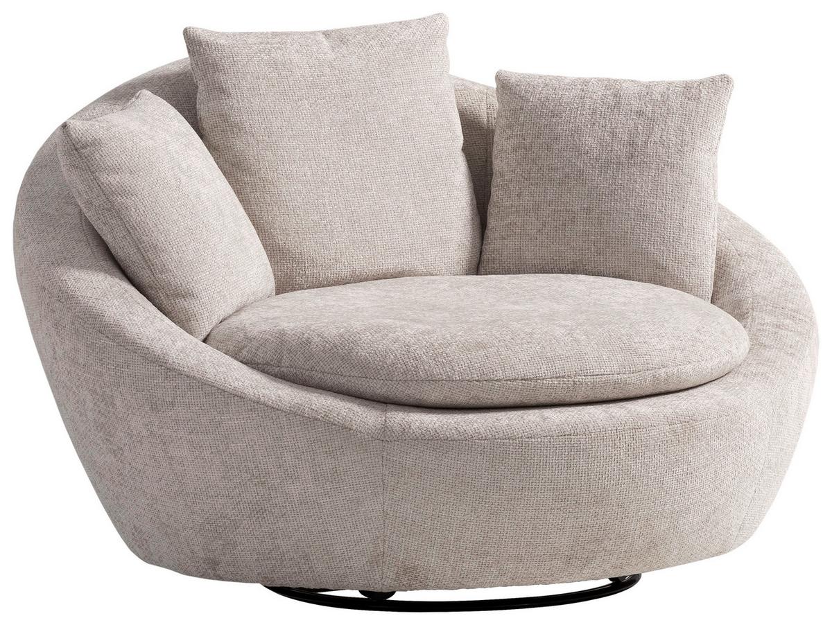 Sessel Maui - Silberfarben/Schwarz, MODERN, Textil (130/80/112cm) - Trendmanufaktur